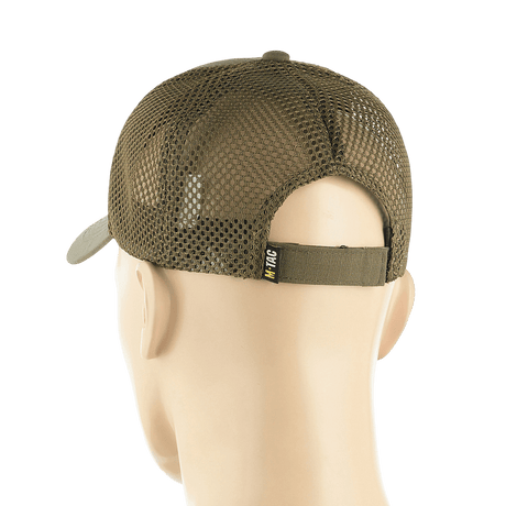 M-Tac Mesh Flex Ripstop Baseball Cap takaa, säädettävä Velcro-tarranauha ja ventilaatio-mesh, sopii ulkokäyttöön.
