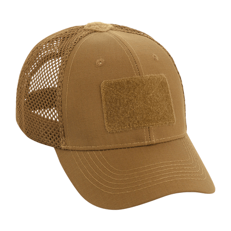 M-Tac Mesh Flex Ripstop Baseball Cap Velcro-kiinnityksellä khakin värisenä, Velcro-paneeli edessä ja mesh-sivut hyvään ilmanvaihtoon ja mukavuuteen.