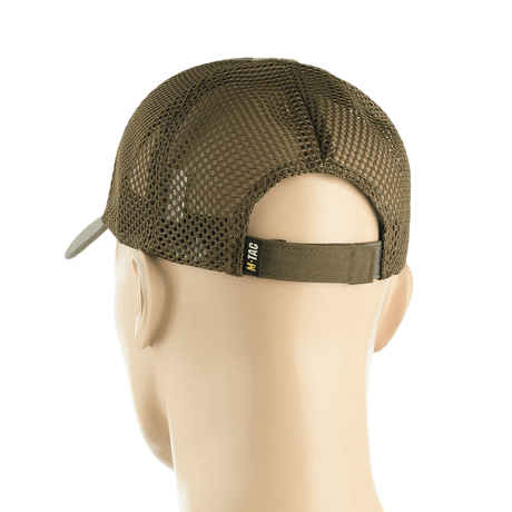 M-Tac Mesh Flex Ripstop Baseball Cap Velcro-kiinnityksellä takaa kuvattuna mesh-paneelilla ja säädettävällä remmillä.