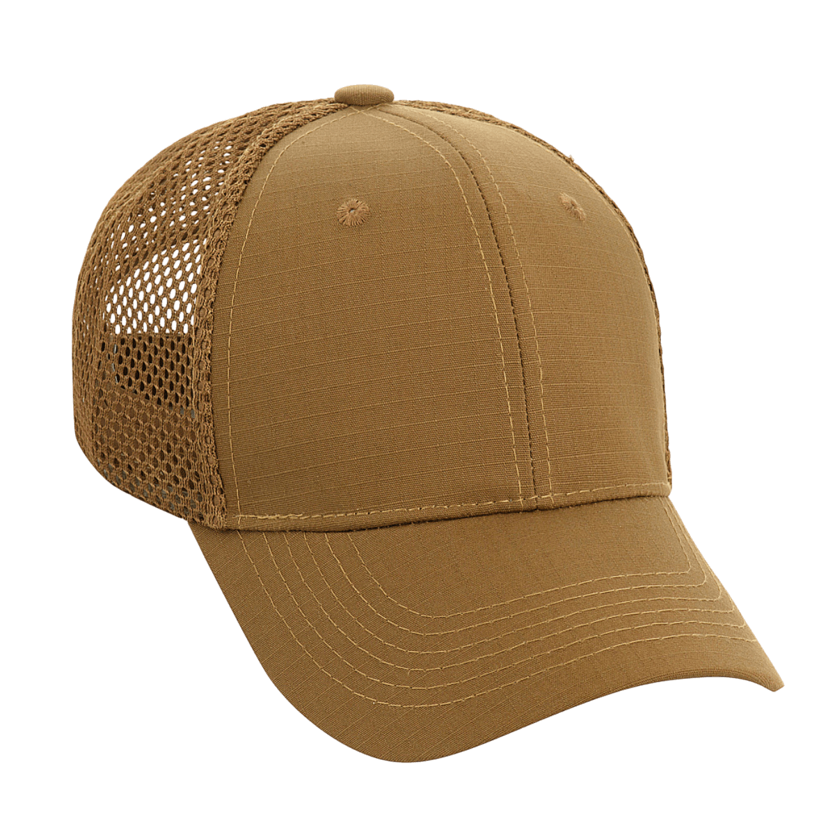 M-Tac Mesh Flex Ripstop Baseball Cap beige, ripstop-etuosalla ja mesh-paneeleilla ilmanvaihtoa ja mukavuutta varten.
