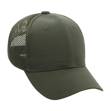 M-Tac Mesh Flex Ripstop Baseball Cap en vihreänä, mesh-paneeleilla hyvään ilmanvaihtoon ja jäykkä lippa. Käytännöllinen ulkokäyttöön.
