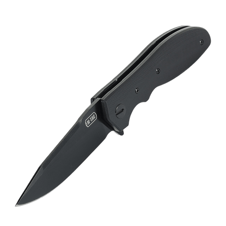 M-Tac Outdoor & Militær Type 6, taktinen taittoveitsi kromiruostumattomalla terällä ja mustilla G10-komposiittikahvoilla, sopii EDC-käyttöön.