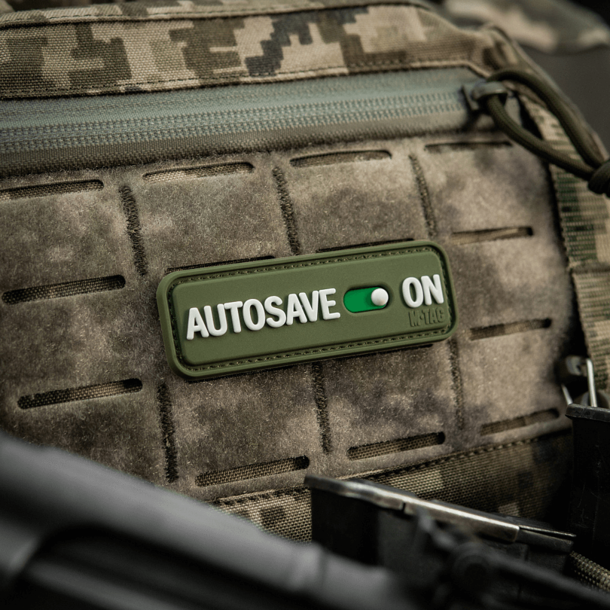 M-Tac Patch Autosave PVC 3d morale-patch camo-repussa, PVC, koko 8 x 2.5 cm, täysväri ja Velcro-tausta,