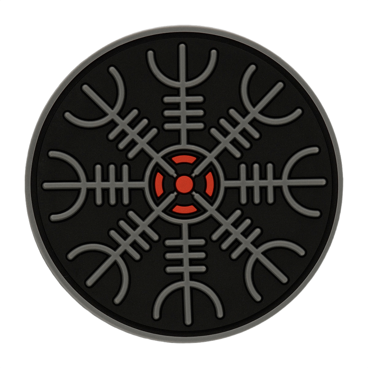 M-Tac Patch Egeshjelm 3D PVC – Helm of Terror mustalla taustalla, halkaisija 55 mm, kumia, 3D‑efekti, kiinnitys Velcro.