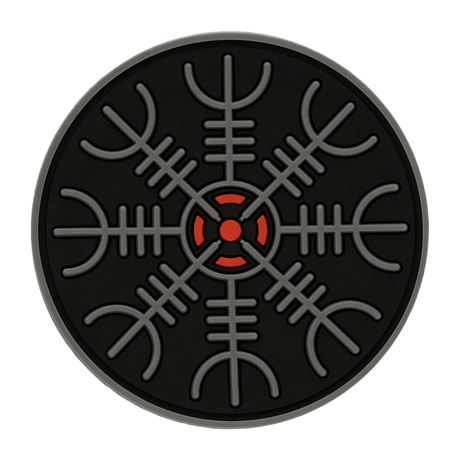 M-Tac Patch Egeshjelm 3D PVC – Helm of Terror mustalla taustalla, halkaisija 55 mm, kumia, 3D‑efekti, kiinnitys Velcro.