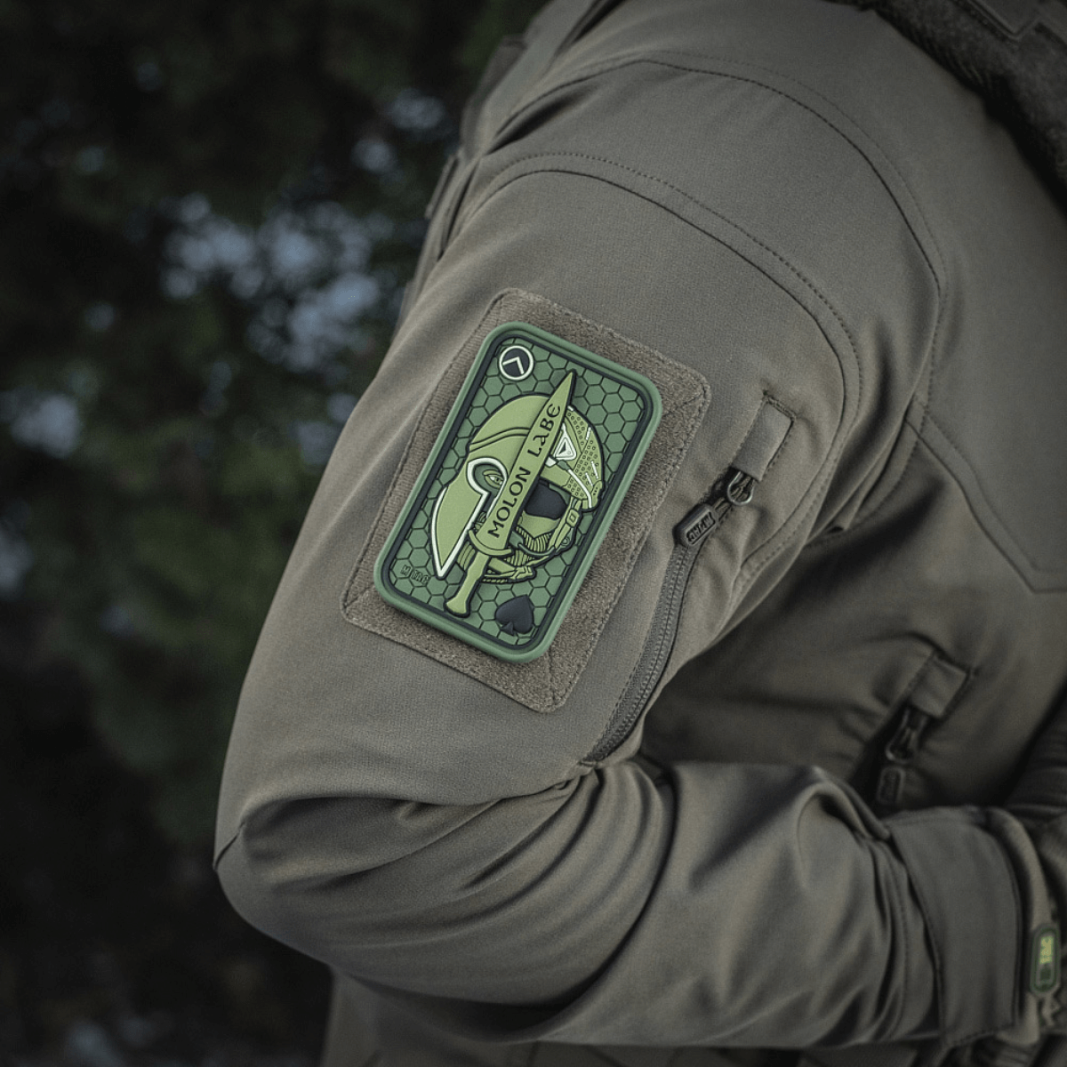 M-Tac Patch Molon Labe 3d PVC -kumitarrа takissa, velcro-kiinnitys, taktinen spartalainen design, koko 108 x 68 mm,