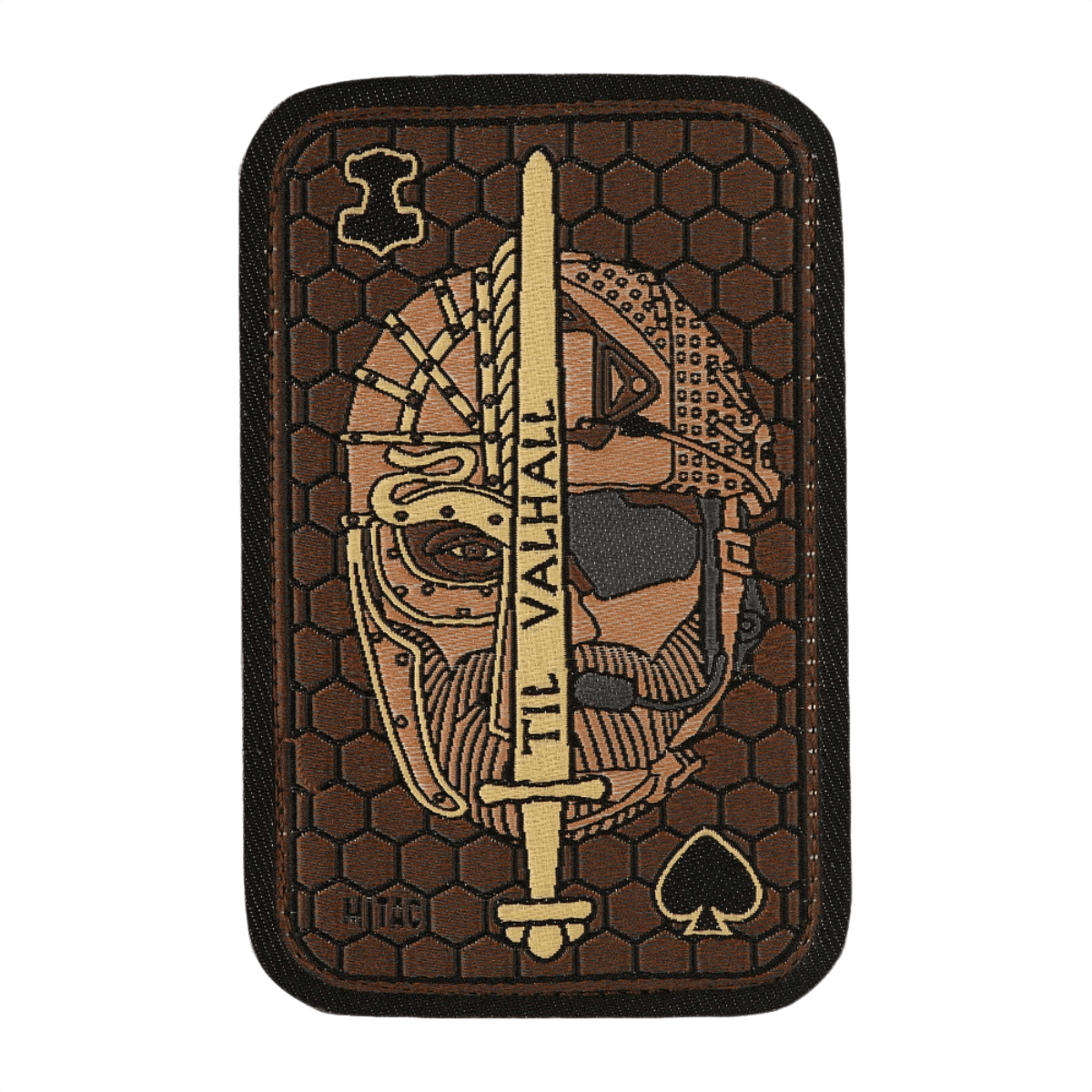 M-Tac Patch Til Valhall Ace Jacquard, moraalipatch norjalaissotilaiden rituaaleista inspiroituneena, Jacquard-kangas, musta Velcro, 108x68 mm.