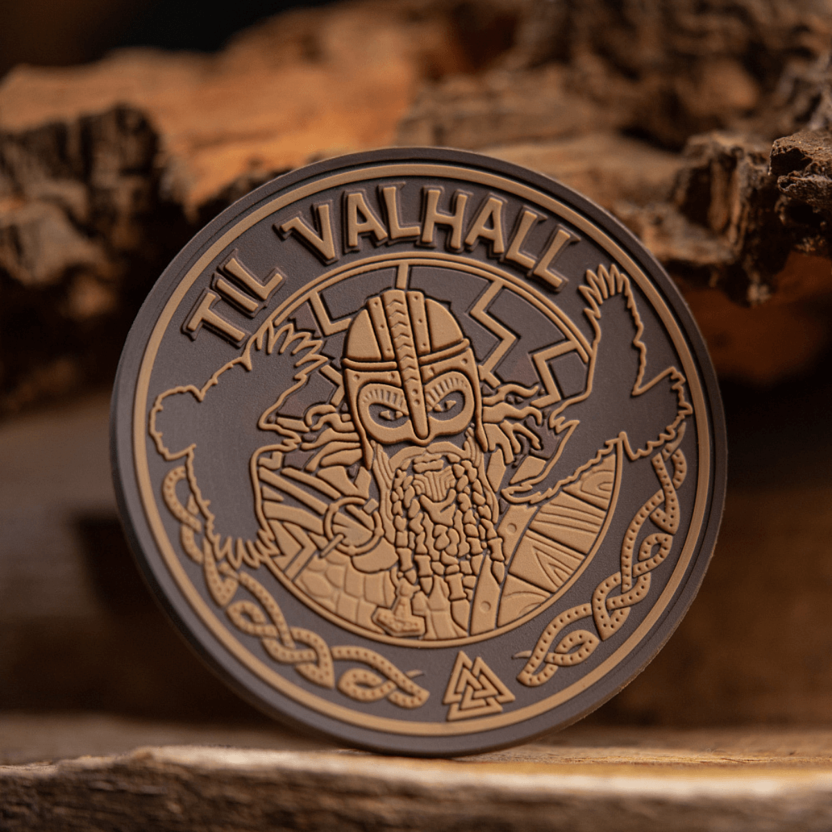 M-Tac Patch Til Valhall PVC 3D-muotoilulla ja viikinki-aiheella, kunnianosoitus norjalaisille sotilaille, 80 mm pyöreä PVC-patch Velcro-kiinnityksellä.