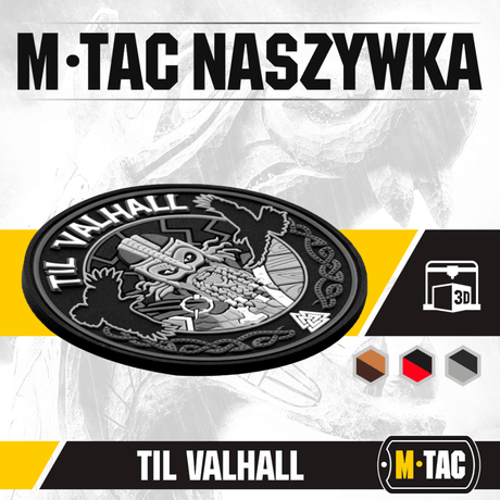 M-Tac Patch Til Valhall PVC 3D-muotoilulla ja Velcro-kiinnityksellä, kunnioittaa norjalaisia sotilaita ja TIL VALHALL -rituaalia, sopii univormuun tai laukkuun.
