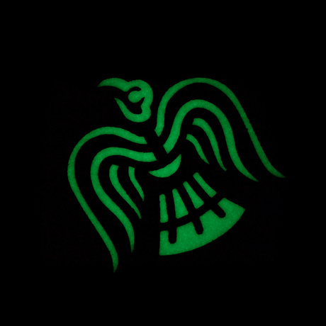 M-Tac Patch Ravneflag Laser Cut – mustan korpin kuva, Cordura 500D, kiinnitys Velcro, sopii univormuun tai taktiseen varustukseen.