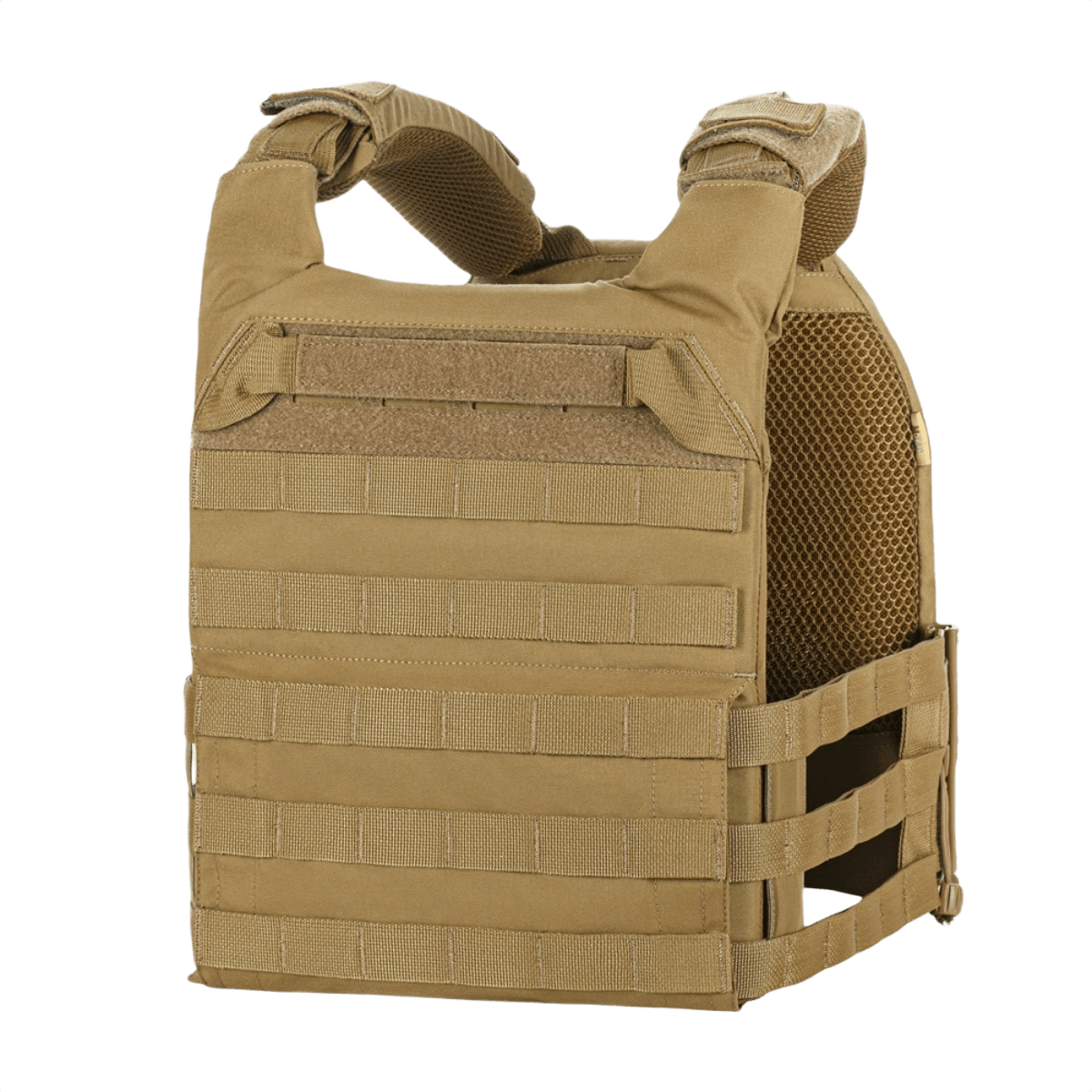 M-Tac Plate Carrier Cuirass Elite Gen.II Cordura 500D:llä ja pikalukoilla, suunniteltu ESAPI Medium -levyille, ruskea taktinen liivi.