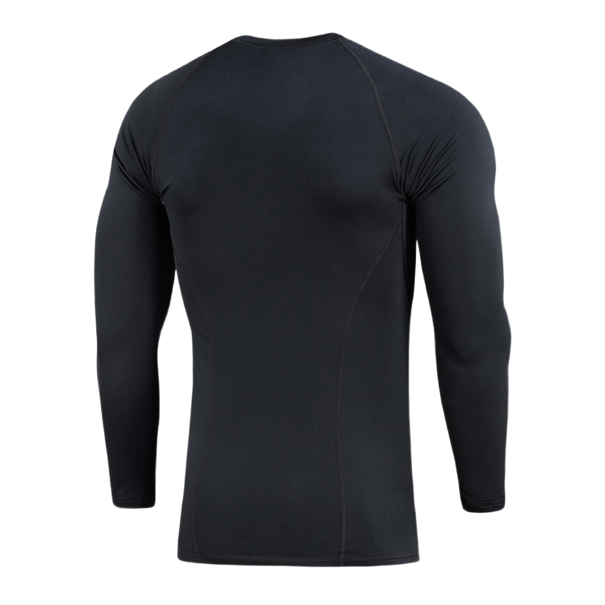 M-Tac Level I Polartec Thermal Shirt aluspaitana, anatominen istuvuus Power Dry® -materiaalissa, musta, nähtynä takaa.