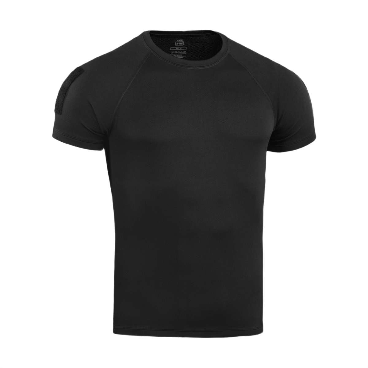 M-Tac T-Shirt Raglan Sweat-Wicking Tactical Summer, musta lyhythihainen t-paita aktiivisiin päiviin, nopeasti kuivuva ja joustava optimaaliseen mukavuuteen.
