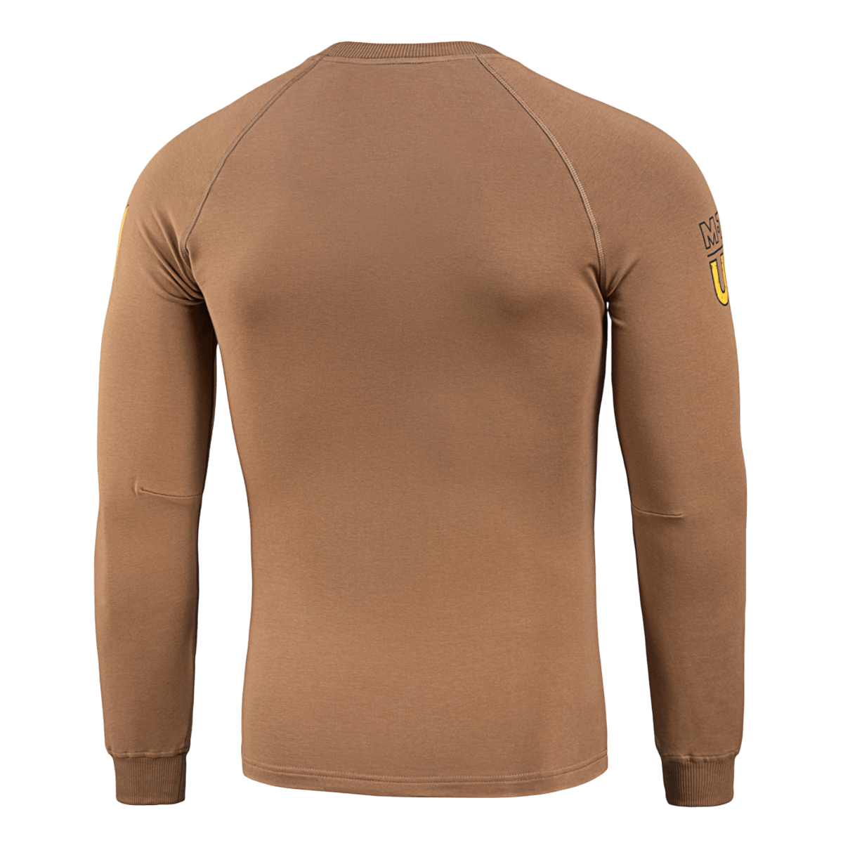 M-Tac Raglan T-Shirt UA Side nähtynä takaa, ruskea väri ja raglanhihat. Mukava ja kestävä premium-painatuksella ja joustavilla resoreilla.