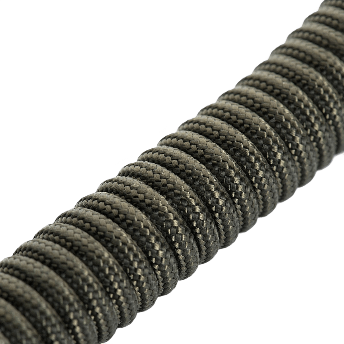 M-Tac Safety Cord med D-ring, paracord- ja PVC-spiraaliturvanyöri, suunniteltu estämään varusteiden katoamista tai varkautta.
