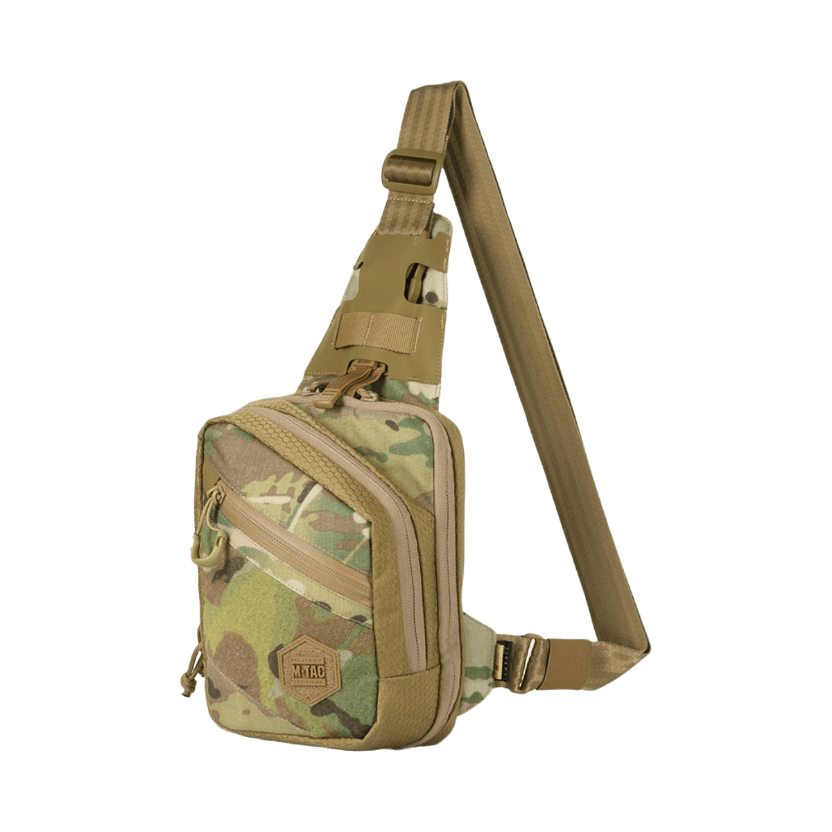 M-Tac Sling -pistoolilaukku Elite Hex Velcro maastokuvio, säädettävä hihna ja kestävät vetoketjut.