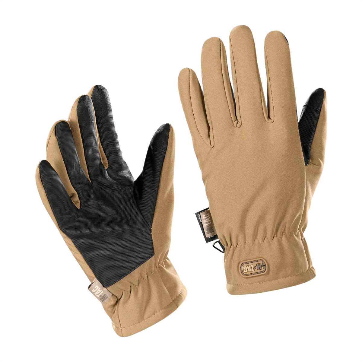 M-Tac Handsker Soft Shell Thinsulate, ulkoiluun, nahkavahvistettu kämmen ja kosketusnäyttötoiminto, ruskea.