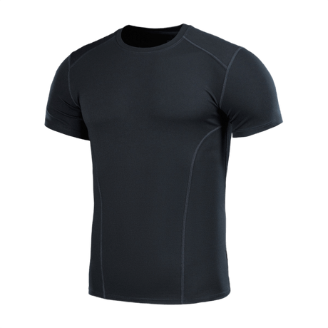 M-Tac Sweat-Wicking T-Shirt Athletic musta, lyhythihainen termomalli anatomisella 3D-istuvuudella, 100% polyesteri.