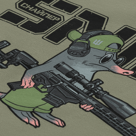 M-Tac T-Shirt Mole humoristinen myyrä-sniper-painatus aurinkolaseissa ja kiväärillä, symboloi tarkkuutta ja omistautumista.
