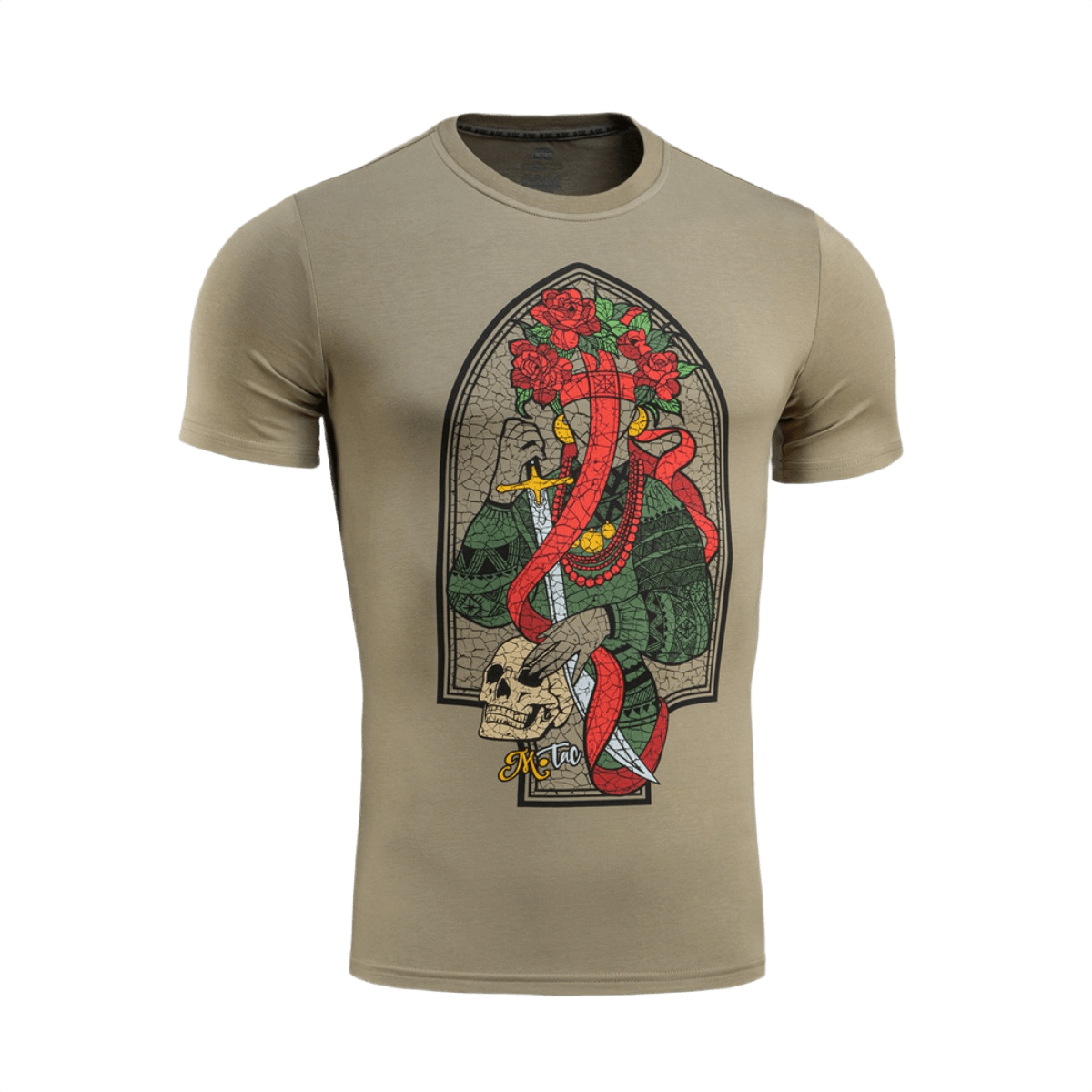 M-Tac T-Shirt Motanka modernilla kuvituksella ja perinteisellä ukrainalaisella Motanka-printillä sekä tekstillä 'M-TAC. Terra Cosaccorum'.