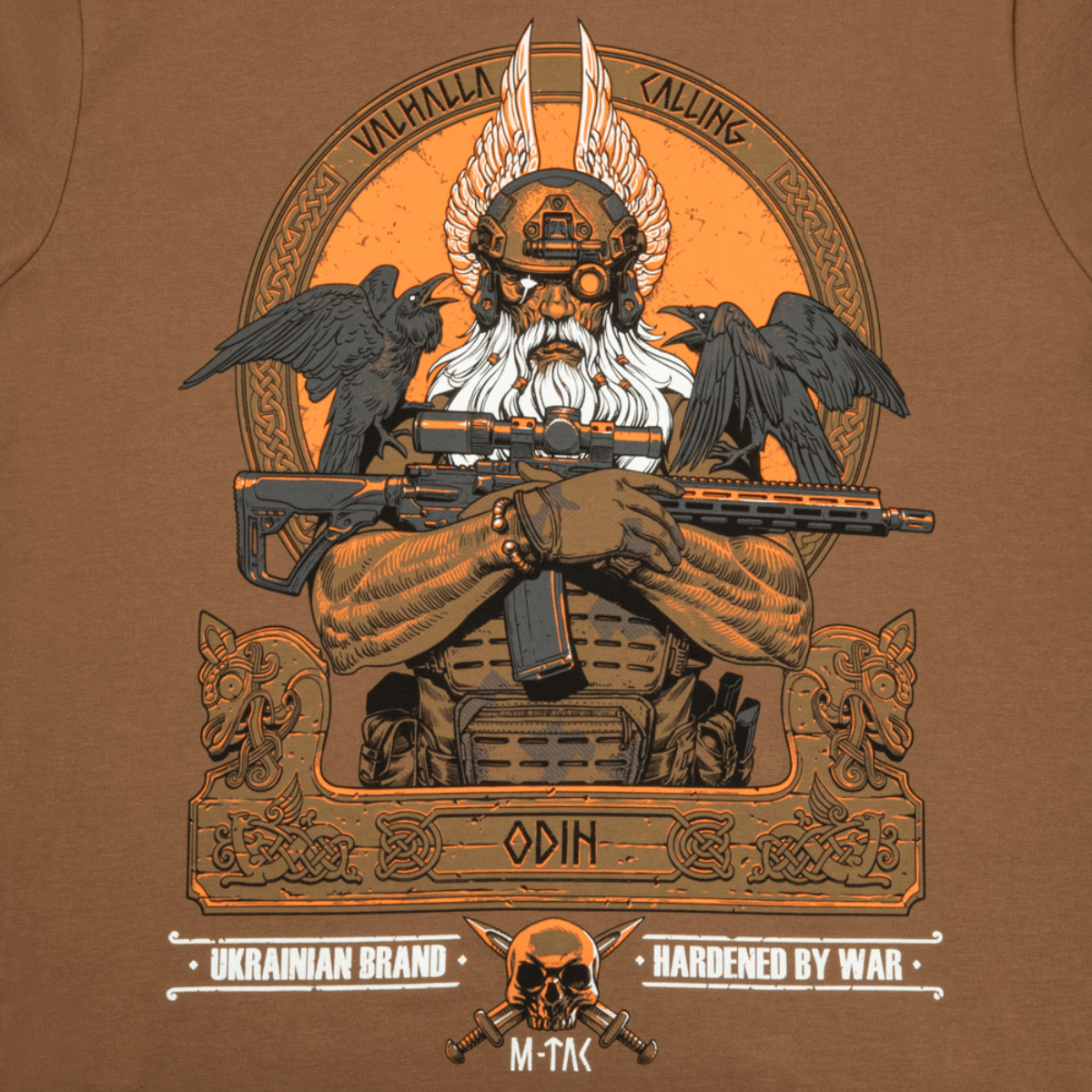 M-Tac T-Shirt Odin pohjoismainen printti, yksityiskohtainen Odin‑kuva Huginin ja Muninin kera; valmistettu puuvillasekoitteesta.