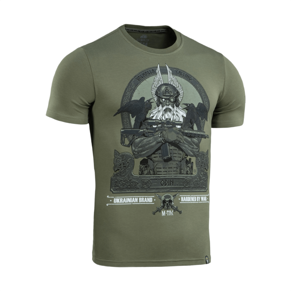 M-Tac T-Shirt Odin, Odin-printti ja korpit Hugin ja Munin, teksti 'Valhalla Calling', mukava puuvilla-elastaaniseos.