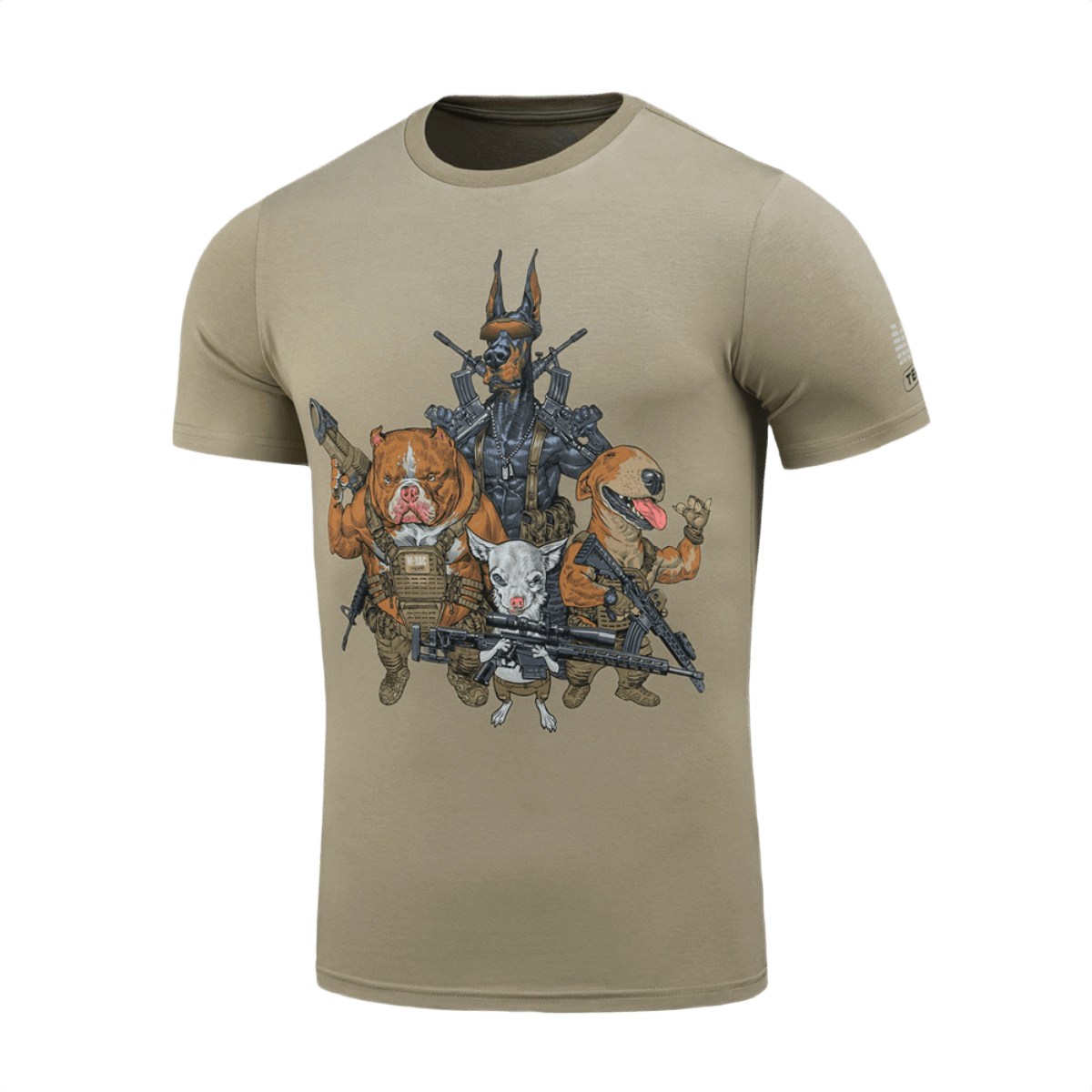 M-Tac T-Shirt Rex Team skarpskyttipainatuksella, näyttää toveruutta ja tiimityötä, valmistettu pehmeästä joustavasta puuvillaseoksesta mukavuuteen.