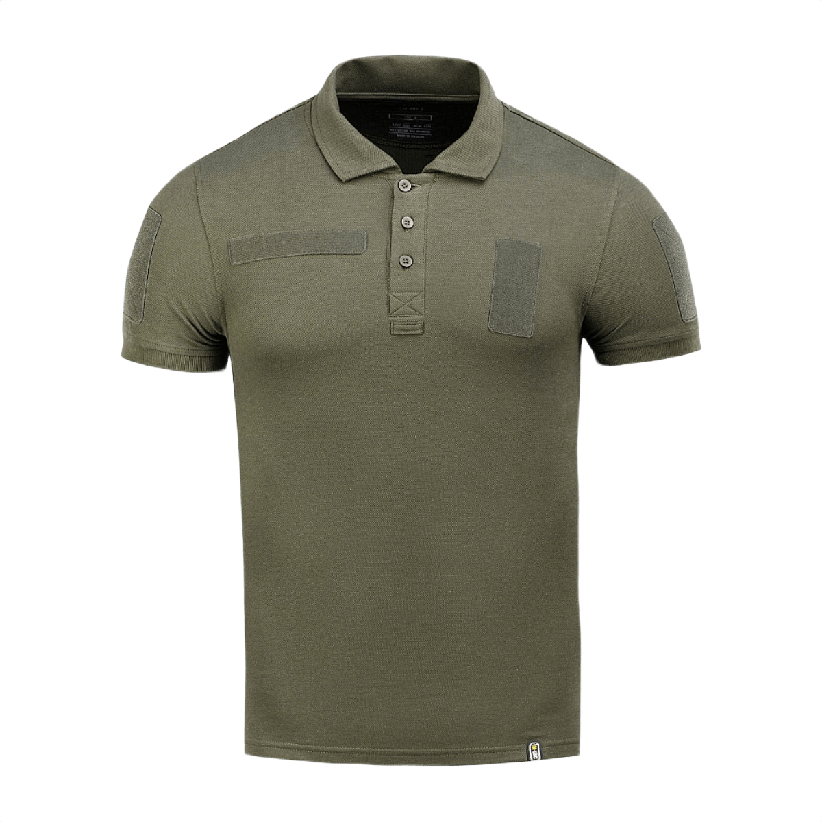 M-Tac Tactical Polo Shirt 65/35 oliivinvihreänä Velcro-paneeleilla merkeille, ihanteellinen poliisi- ja turvallisuushenkilöstön univormukäyttöön