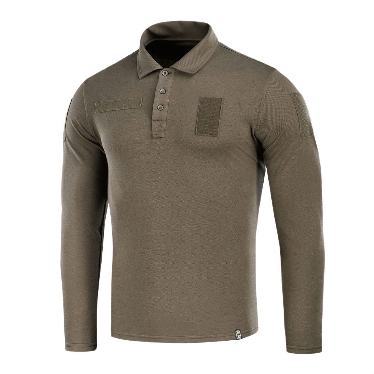 M-Tac Tactical Polo Shirt pitkähiha 65/35 oliivinvihreä, Velcro-panelit turvallisuuskäyttöön