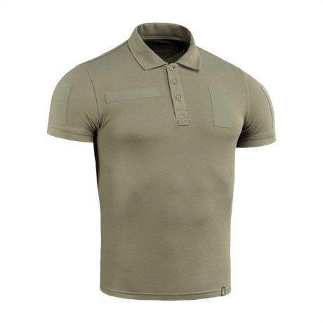 M-Tac Tactical Polo Shirt 65/35 khaki univormuihin ja turvallisuustyöhön, kevyt ja joustava Velcro-paneeleilla merkeille
