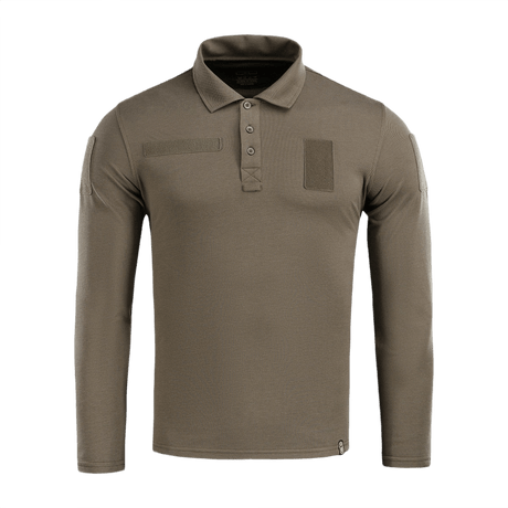 M-Tac Tactical Polo Shirt pitkähiha 65/35 oliivinvihreä, Velcro-panelit. Ihanteellinen poliisi- ja turvallisuustyöhön