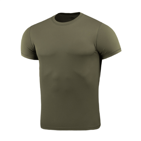 M-Tac Tactical Sweat-Wicking T-Shirt Summer oliivinvihreä, 100 % polyesteri, kosteutta siirtävä ja nopeasti kuivuva.