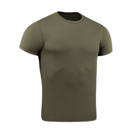 M-Tac Tactical Sweat-Wicking T-Shirt Summer, oliivinvihreä, 100% polyesteri, ihanteellinen lämpimiin kausiin, hikiä siirtävä ja nopeasti kuivuva materiaali.
