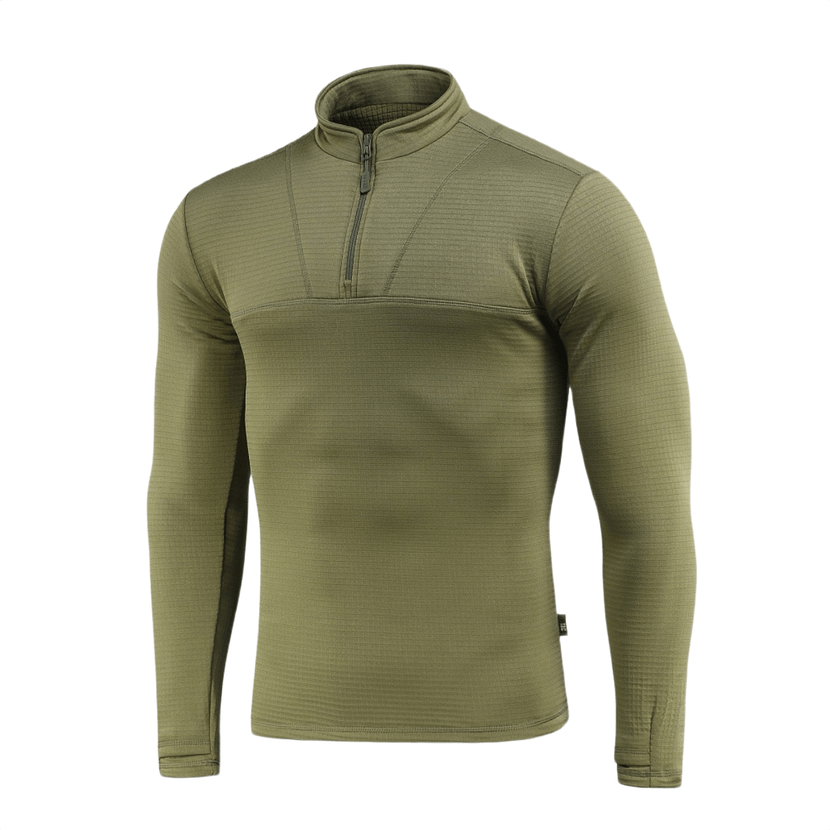 M-Tac Thermal Fleece Trøje Delta Level 2 vihreänä, suunniteltu kylmään ilmastoon YKK-vetoketjuilla, erinomainen lämmön- ja kosteudenhallinta.