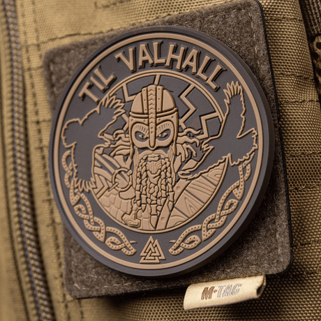 M-Tac Patch Til Valhall PVC 3D-muotoilulla, kunnioittaa norjalaisia sotilaita Claes Joachim Olsonin innoittamana, Velcro-kiinnitys, halkaisija 80 mm.