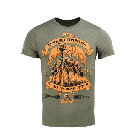 M-Tac T-shirt Black Sea Expedition puuvillasta ja elastaanista, sopii metsästykseen ja urheiluun, premium MagnaColours®-printti, mukava