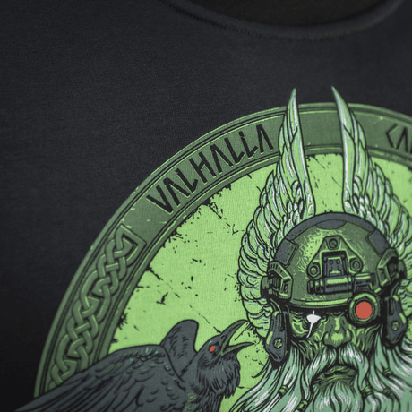 M-Tac T-Shirt Night Vision Odin-printillä ja Valhalla-tekstillä.