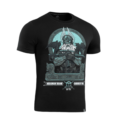 M-Tac T-Shirt Odin Mystery Odin-printillä ja tekstillä 'Valhalla Calling', mukana korpit Hugin ja Munin.