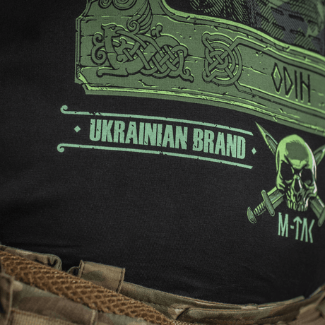 M-Tac T-Shirt Night Vision, Odin-painatus, taisteluteeman kuva ja "Valhalla Calling" -slogan, pehmeä puuvillasekoite, ukrainalainen merkki.