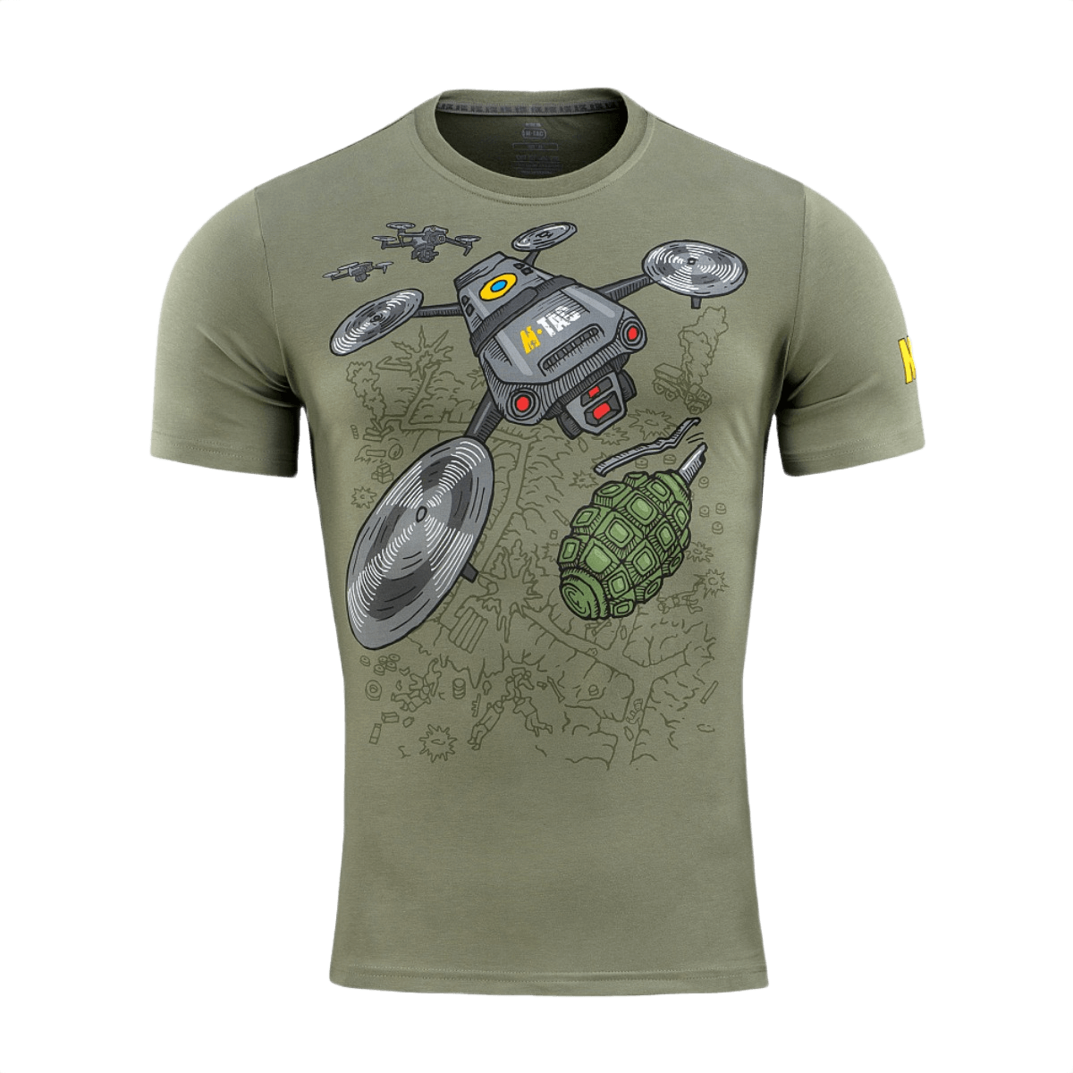M-Tac T-Shirt Quadcopter UAV-operaattoreille, quadcopter-kuvio ja pommimotiivi MagnaColours®-musteella, 93% puuvillaa, 7% elastaania.