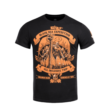 M-Tac T-shirt Black Sea Expedition MagnaColours®-printillä, sopii aktiiviseen elämäntapaan, 93% puuvillaa ja 7% elastaania