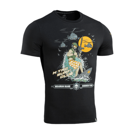 M-Tac T-Shirt Surf Club sotilas surffilaudalla -teema, 93% puuvillaa, 7% elastaania, premium MagnaColours®-painatus.