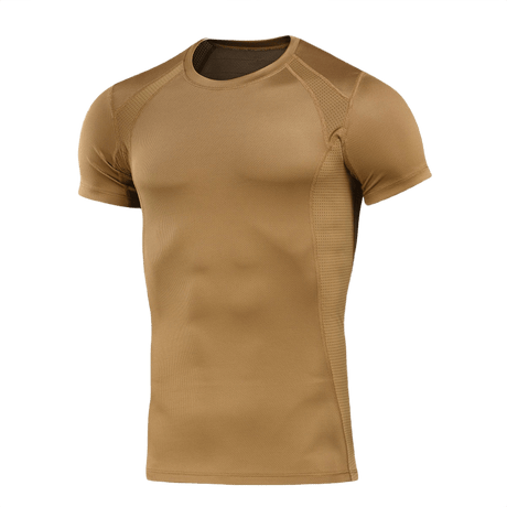 M-Tac T-Shirt Sweat-Wicking Athletic Gen.II ruskeana, sopii harjoitteluun ja päivittäiseen käyttöön, valmistettu kosteutta siirtävästä polyesteristä.