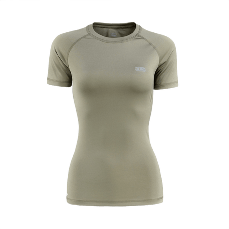 M-Tac T-shirt Ultra Light Polartec Lady beige, valmistettu kevyestä Power Dry®-materiaalista, hengittävä ja nopeasti kuivuva, heijastava logo.