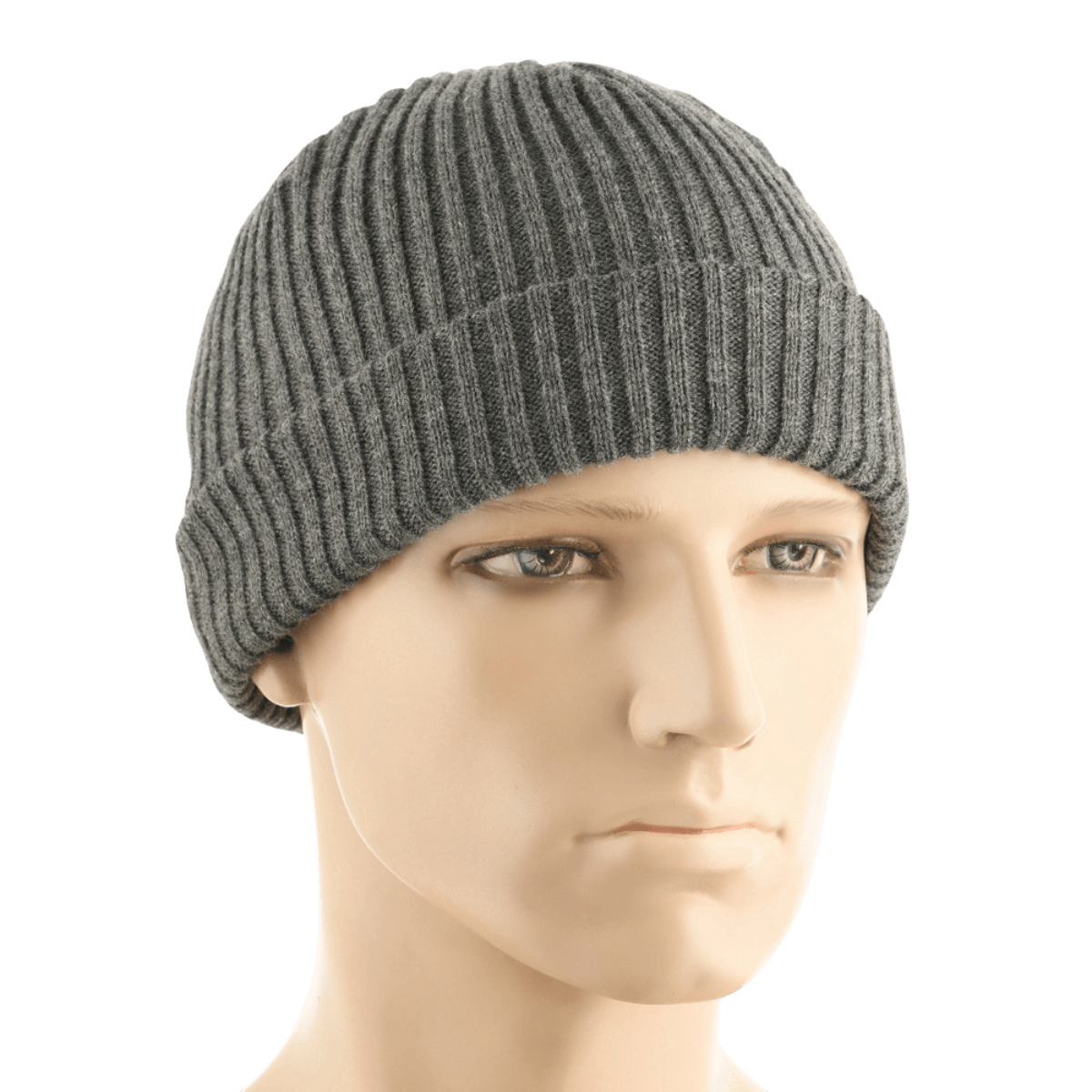 M-Tac Watch Cap 100% Akryl harmaa teollisneulos, matala malli, kaksoiskäänne lisälämmöksi, sopii viileään säähän.