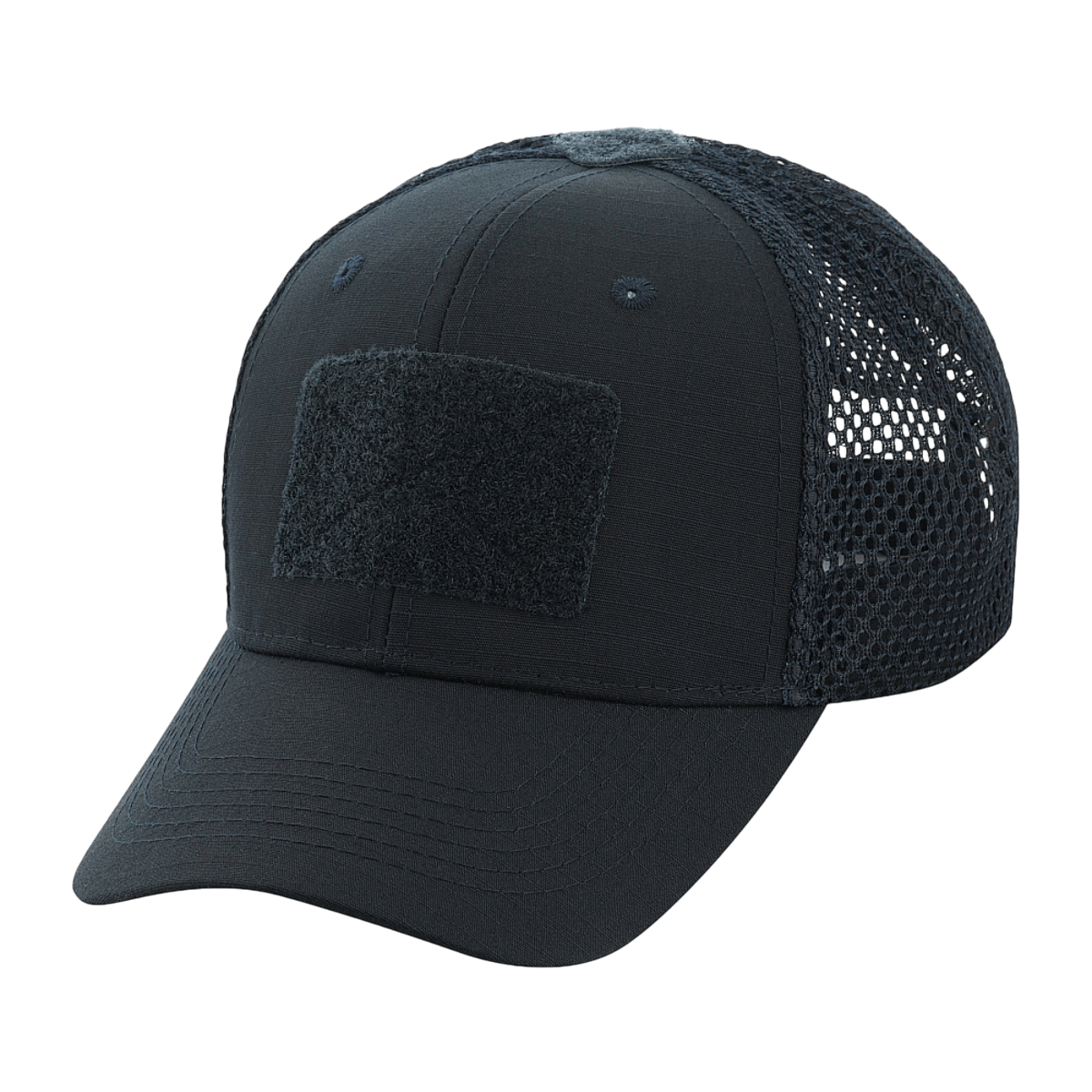 M-Tac Mesh Flex Ripstop Baseball Cap Velcro-kiinnityksellä, musta lippalakki mesh-paneeleilla ja säädettävällä istuvuudella, ihanteellinen kesään ja taktiseen käyttöön.