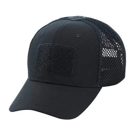 M-Tac Mesh Flex Ripstop Baseball Cap Velcro-kiinnityksellä, musta lippalakki mesh-paneeleilla ja säädettävällä istuvuudella, ihanteellinen kesään ja taktiseen käyttöön.