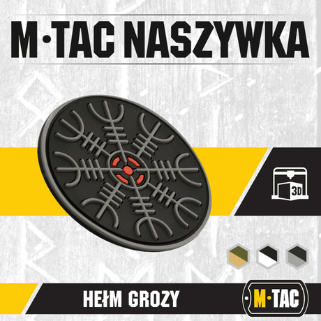 M-Tac Patch Egeshjelm 3D PVC – Velcro ja viikinkisymboli Helm of Terror, kumia 3D‑efektillä, asennettavaksi univormuun, laukkuun tai varusteisiin.