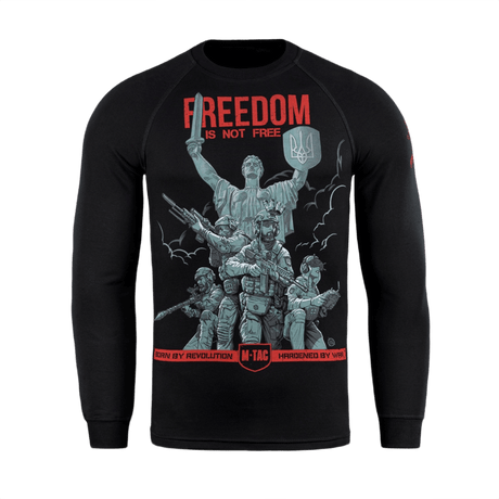 M-Tac Raglan Freedom -paita, painatus ukrainalaisista sotilaista 'Moderlandet' edessä, korostaa voimaa ja rohkeutta. Täydellinen arkeen ja aktiiviseen käyttöön.