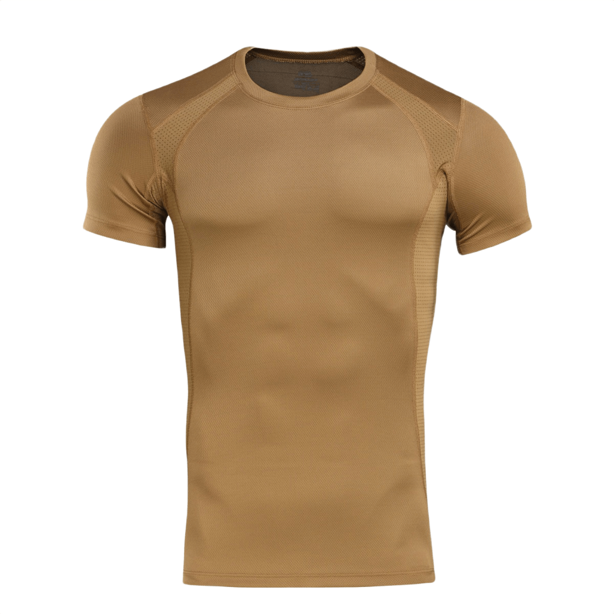 M-Tac T-Shirt Sweat-Wicking Athletic Gen.II vaaleanruskeana, sopii harjoitteluun, juoksuun ja arkeen, valmistettu kosteutta siirtävästä polyesteristä.